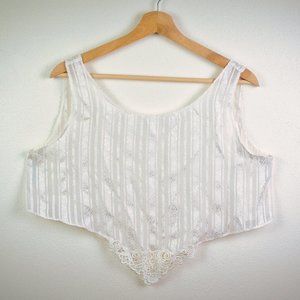Handmade Sheer Striped Camisole Crop Top with Lace Accent